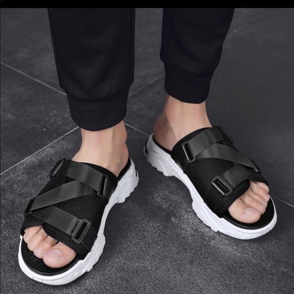 Pattrily Other - Men’s Black and White Strappy Slide Waterproof Sandals